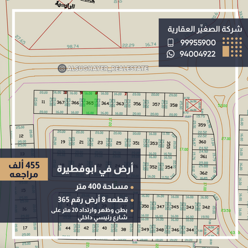 أرض بطن وظهر للبيع في ابوفطيره